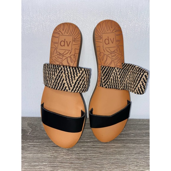 Dolce Vita Women’s Black & Tan Straw Sandals Size 7 (I) - Picture 4 of 6